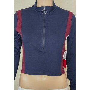 Hot Kiss Long Sleeves1/2 zip multicolor Women's Cropped Top Size M